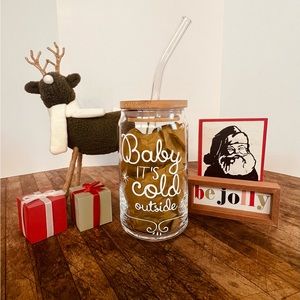 Hand-made glass, permanent vinyl. Made to order.